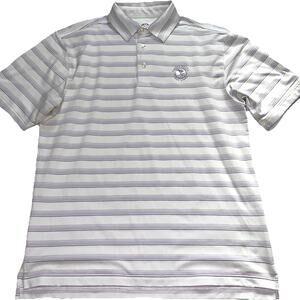 Straight Down Pebble Beach Polo Shirt Men Size M White Purple Striped Golf Logo